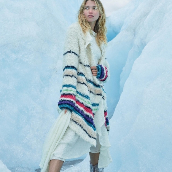 Free People Jackets & Blazers - Free People Paint The Town Sweater Jacket Striped Knit Alpaca Blend Size XS NWT